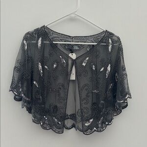 Elegant Black Sequin Cardigan